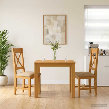 vidaXL Dining Set 3 pcs Beige Solid Oak Wood