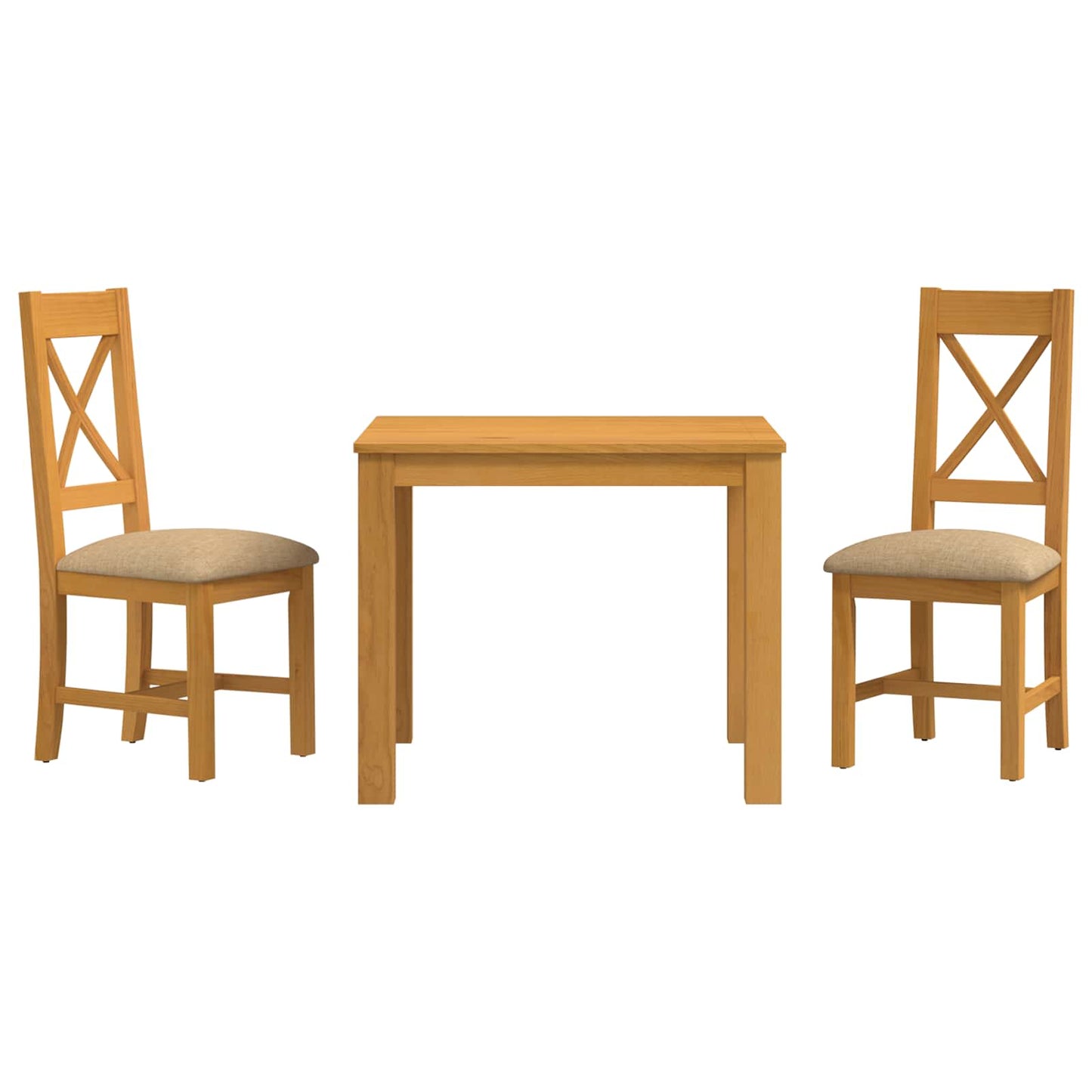vidaXL Dining Set 3 pcs Beige Solid Oak Wood