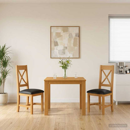 vidaXL Dining Set 3 pcs Black Solid Oak Wood