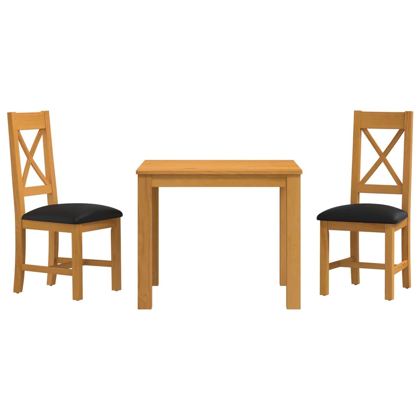 vidaXL Dining Set 3 pcs Black Solid Oak Wood