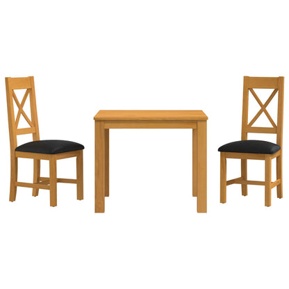 vidaXL Dining Set 3 pcs Black Solid Oak Wood