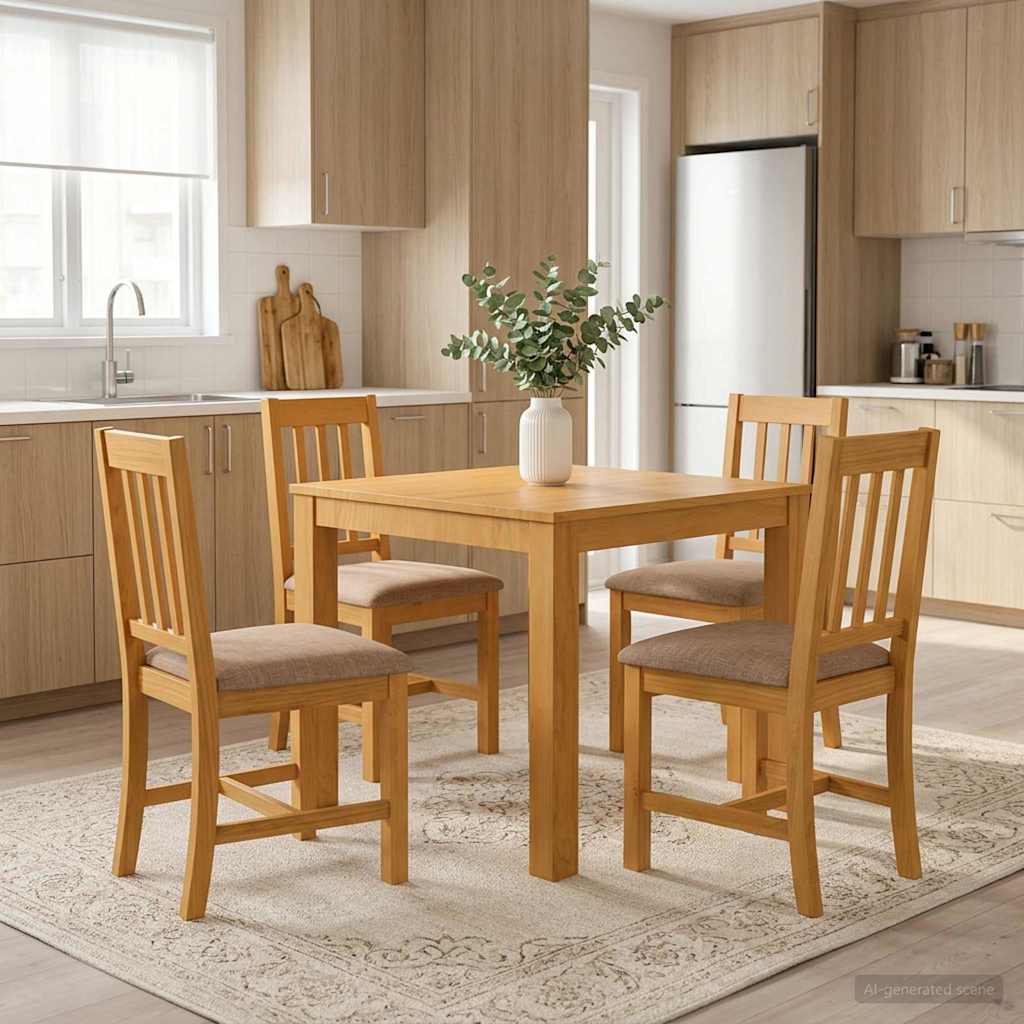 vidaXL Dining Set 5 pcs Grey Solid Oak Wood