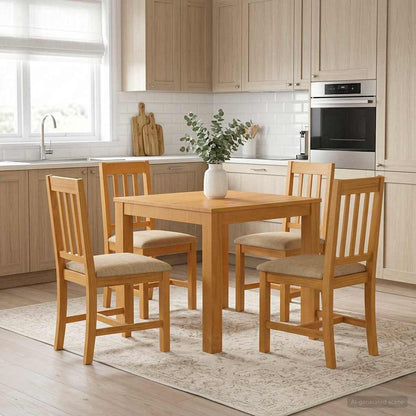 vidaXL Dining Set 5 pcs Beige Solid Oak Wood