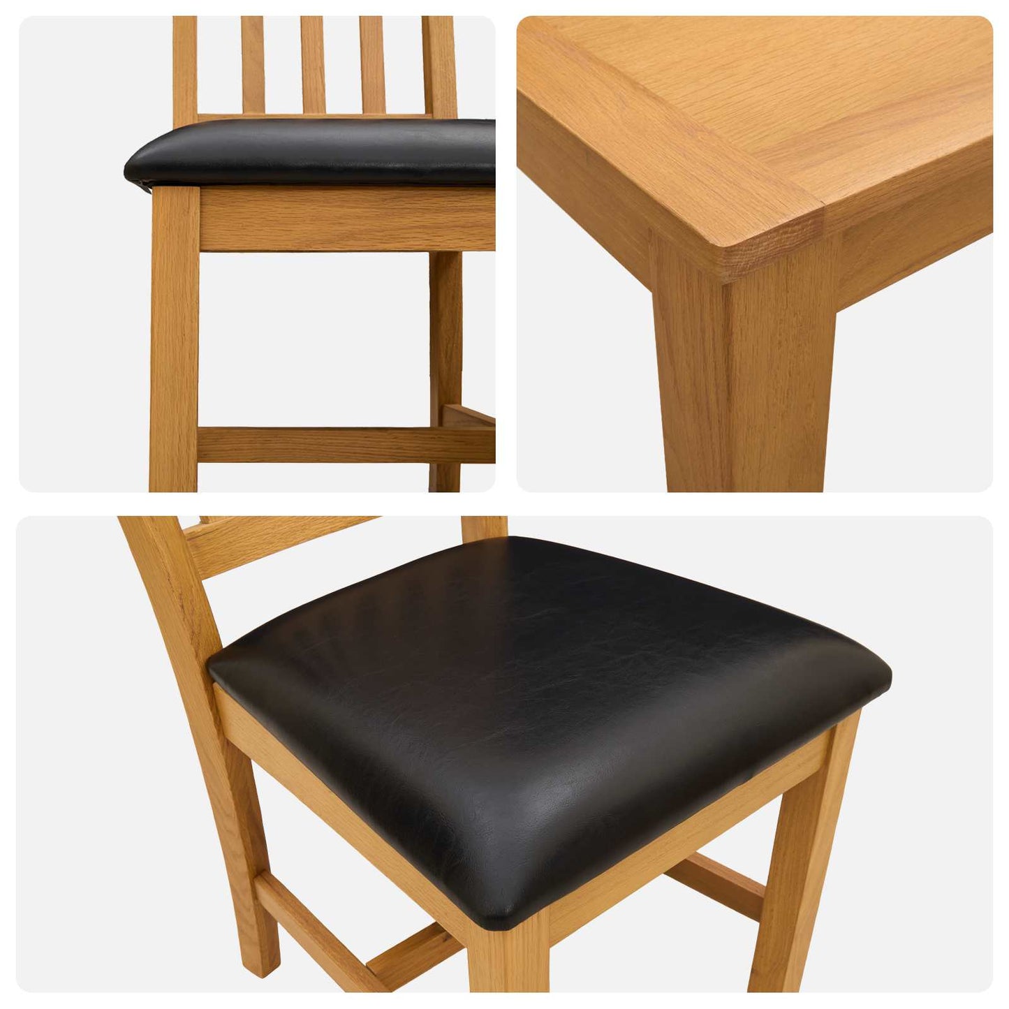 vidaXL Dining Set 5 pcs Black Solid Oak Wood