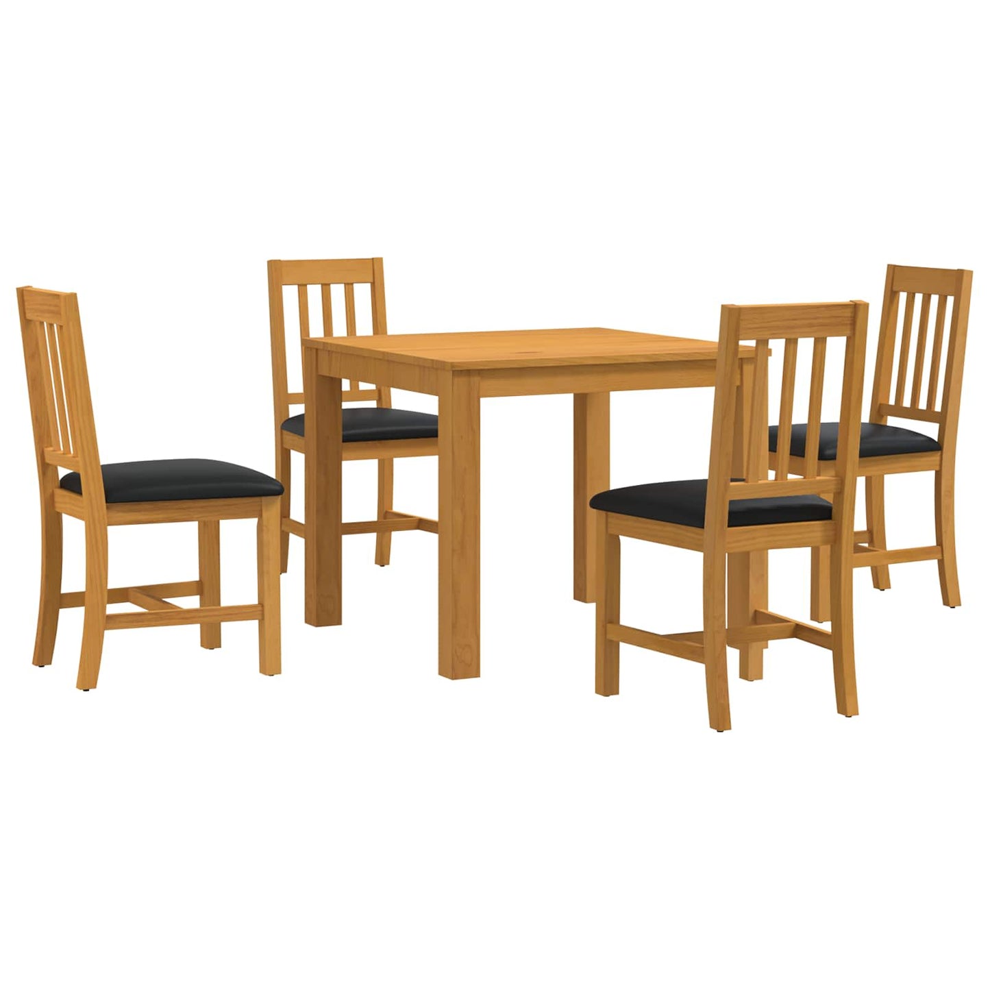 vidaXL Dining Set 5 pcs Black Solid Oak Wood