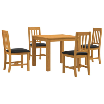 vidaXL Dining Set 5 pcs Black Solid Oak Wood