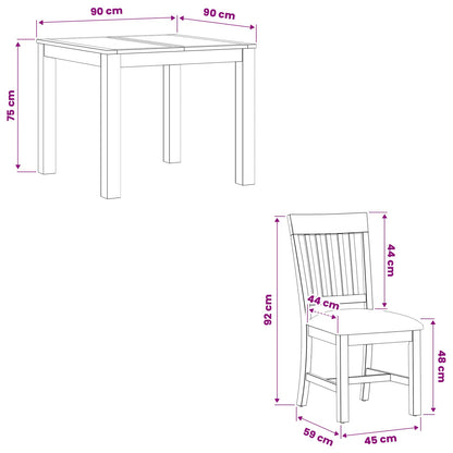 vidaXL Dining Set 5 pcs Grey Solid Oak Wood