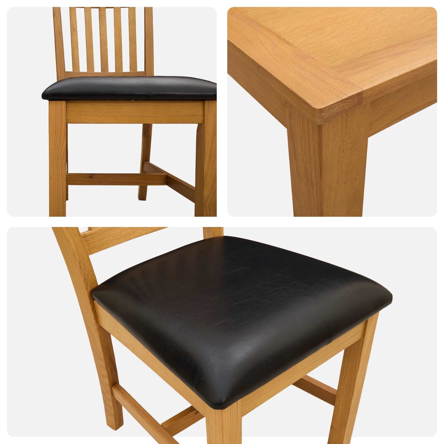 vidaXL Dining Set 5 pcs Black Solid Oak Wood