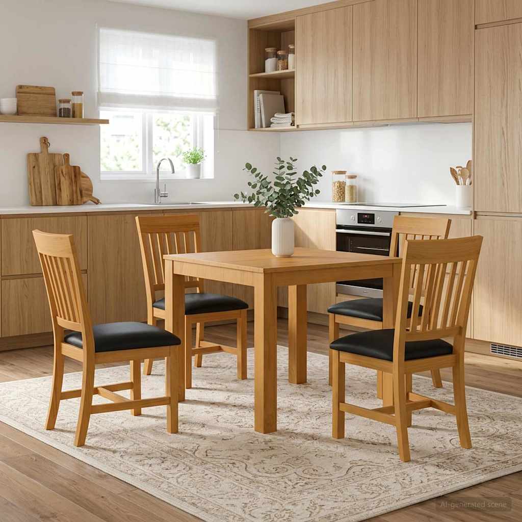vidaXL Dining Set 5 pcs Black Solid Oak Wood