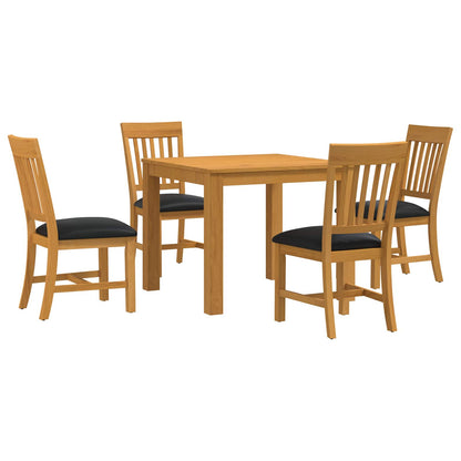 vidaXL Dining Set 5 pcs Black Solid Oak Wood