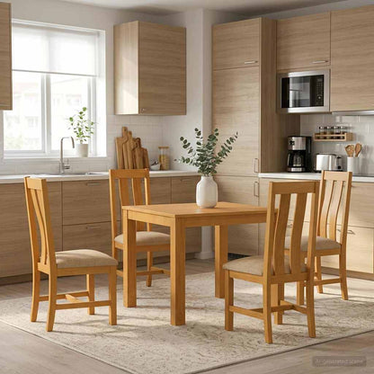 vidaXL Dining Set 5 pcs Beige Solid Oak Wood