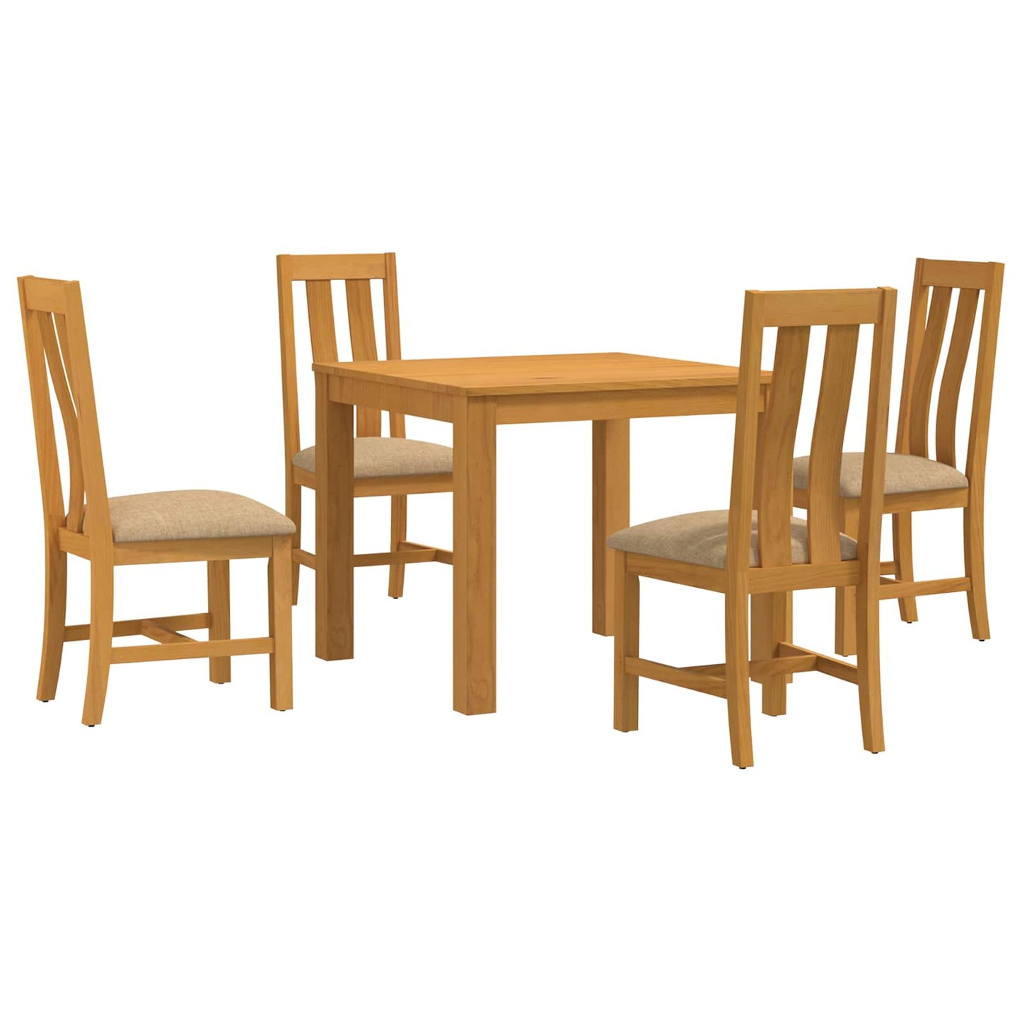 vidaXL Dining Set 5 pcs Beige Solid Oak Wood