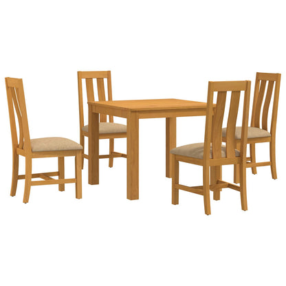 vidaXL Dining Set 5 pcs Beige Solid Oak Wood