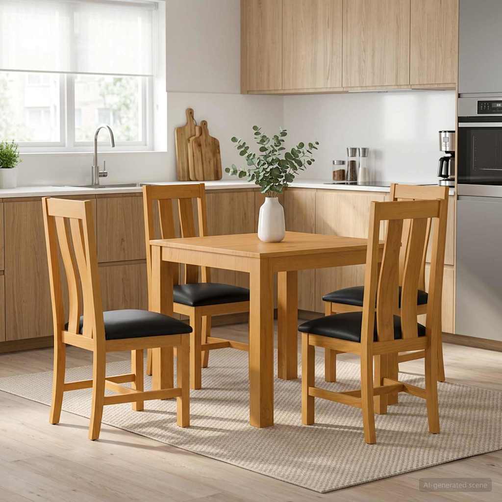 vidaXL Dining Set 5 pcs Black Solid Oak Wood