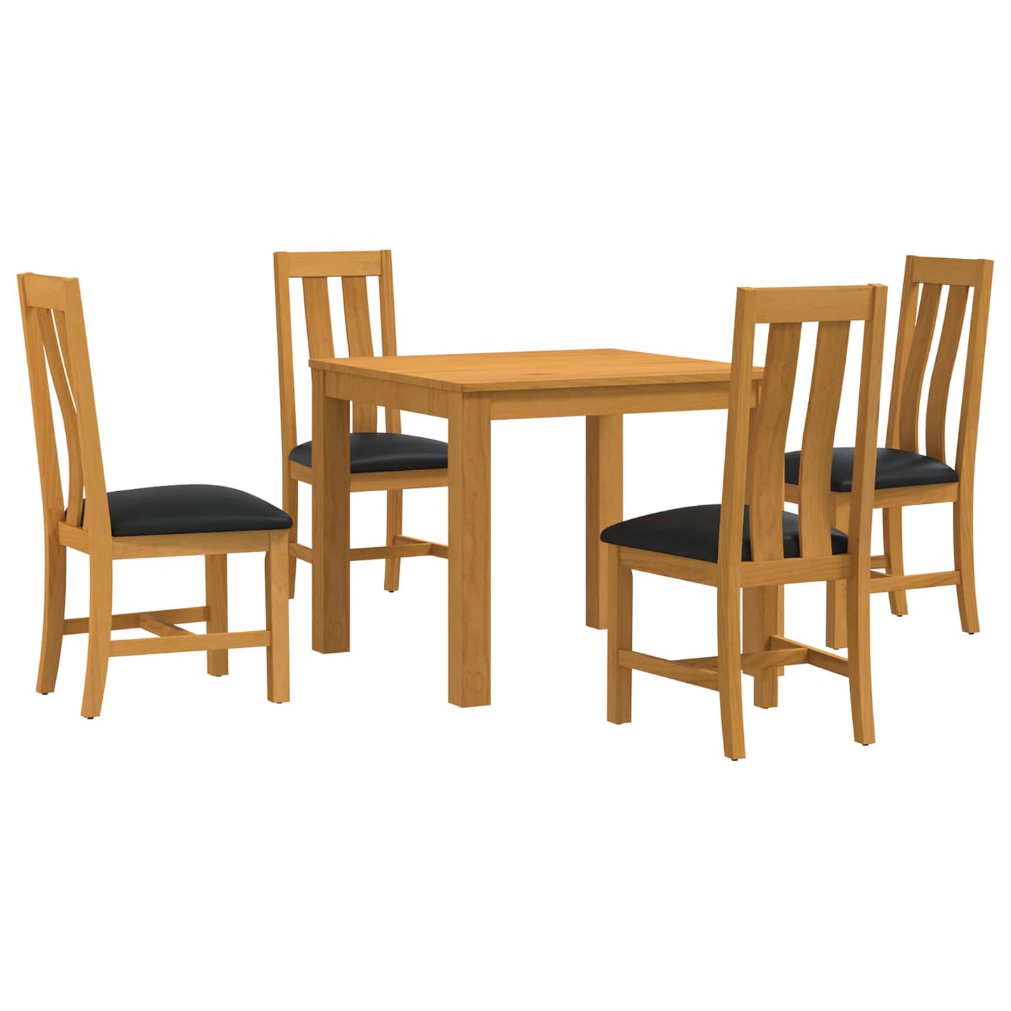 vidaXL Dining Set 5 pcs Black Solid Oak Wood