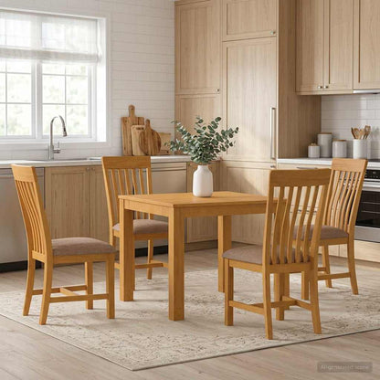 vidaXL Dining Set 5 pcs Grey Solid Oak Wood