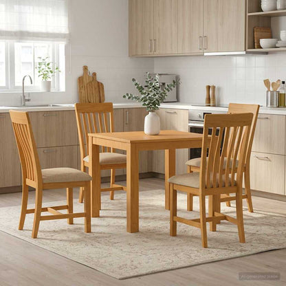 vidaXL Dining Set 5 pcs Beige Solid Oak Wood