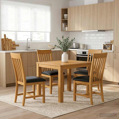 vidaXL Dining Set 5 pcs Black Solid Oak Wood