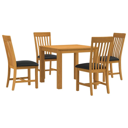 vidaXL Dining Set 5 pcs Black Solid Oak Wood