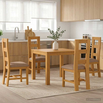 vidaXL Dining Set 5 pcs Grey Solid Oak Wood