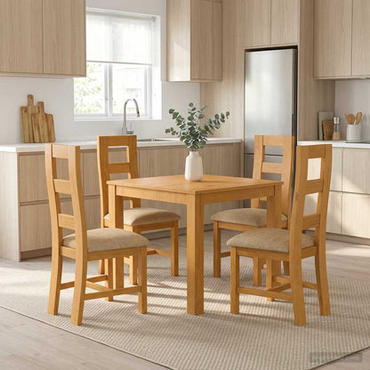 vidaXL Dining Set 5 pcs Beige Solid Oak Wood