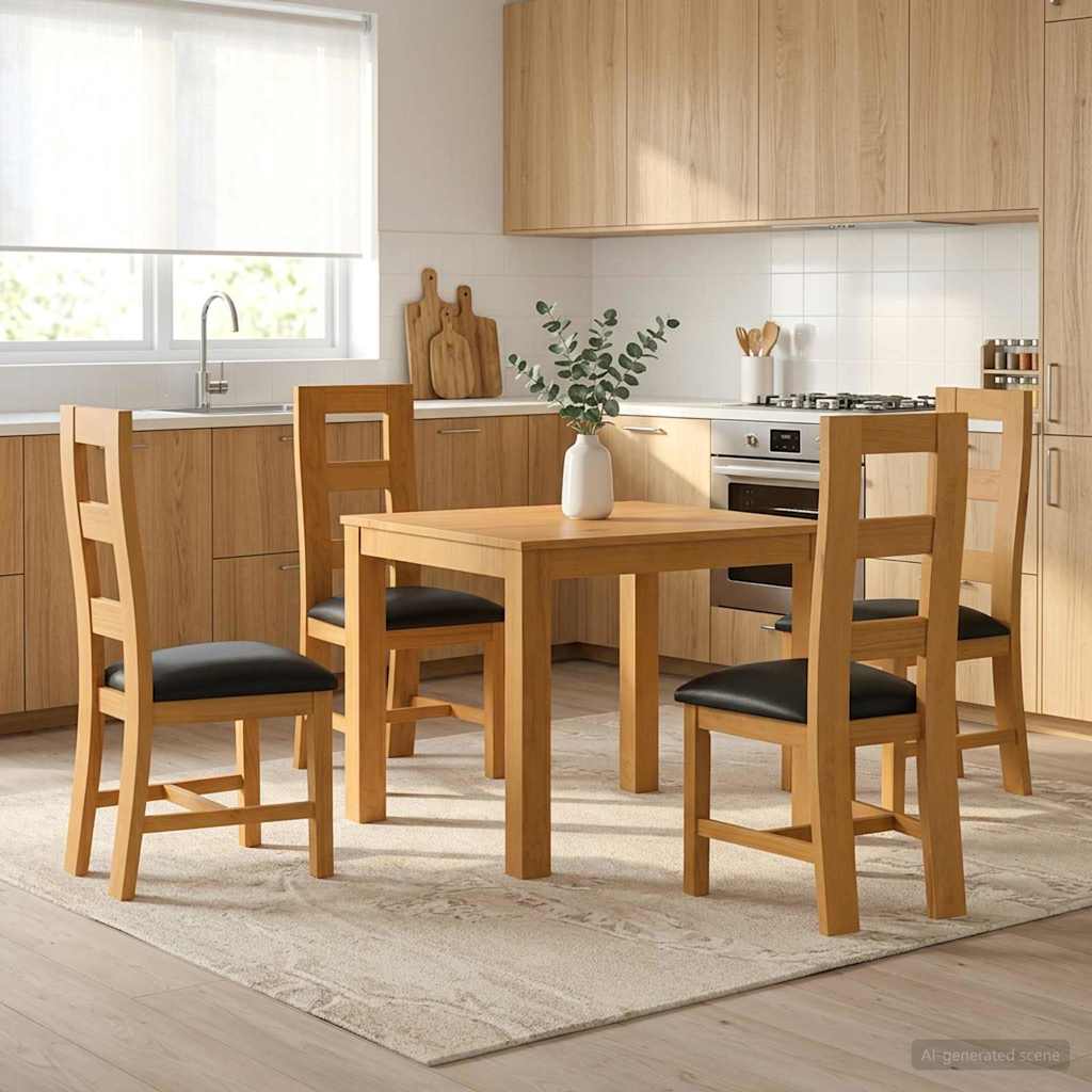 vidaXL Dining Set 5 pcs Black Solid Oak Wood