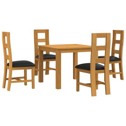 vidaXL Dining Set 5 pcs Black Solid Oak Wood