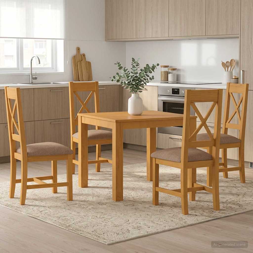 vidaXL Dining Set 5 pcs Grey Solid Oak Wood