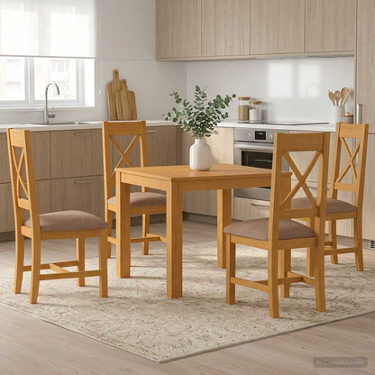 vidaXL Dining Set 5 pcs Grey Solid Oak Wood