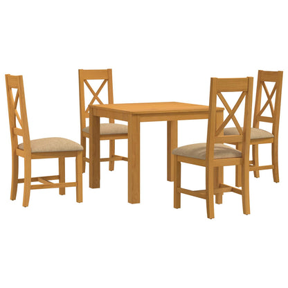 vidaXL Dining Set 5 pcs Beige Solid Oak Wood