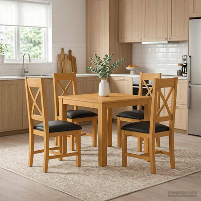 vidaXL Dining Set 5 pcs Black Solid Oak Wood