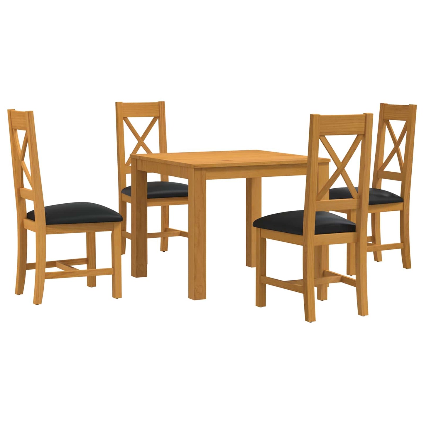 vidaXL Dining Set 5 pcs Black Solid Oak Wood