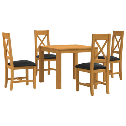 vidaXL Dining Set 5 pcs Black Solid Oak Wood