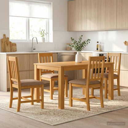 vidaXL Dining Set 5 pcs Grey Solid Oak Wood