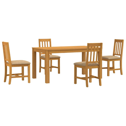 vidaXL Dining Set 5 pcs Beige Solid Oak Wood