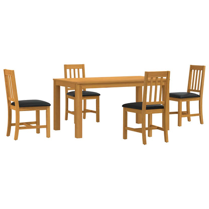 vidaXL Dining Set 5 pcs Black Solid Oak Wood