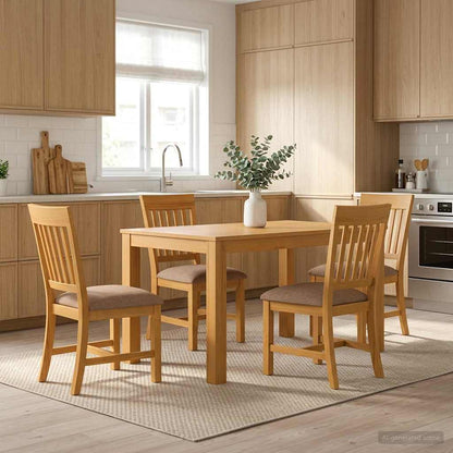 vidaXL Dining Set 5 pcs Grey Solid Oak Wood