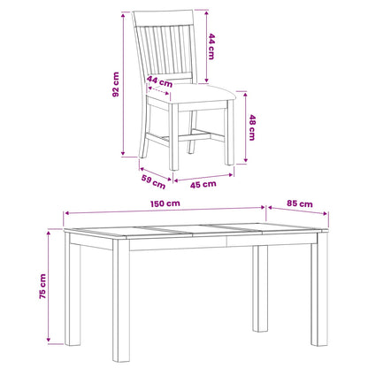 vidaXL Dining Set 5 pcs Grey Solid Oak Wood