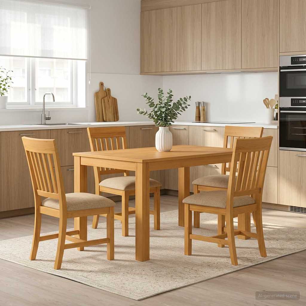 vidaXL Dining Set 5 pcs Beige Solid Oak Wood