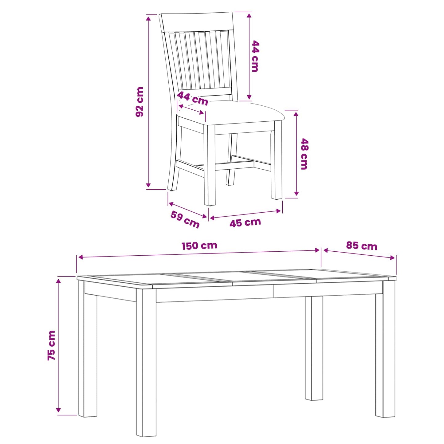 vidaXL Dining Set 5 pcs Beige Solid Oak Wood