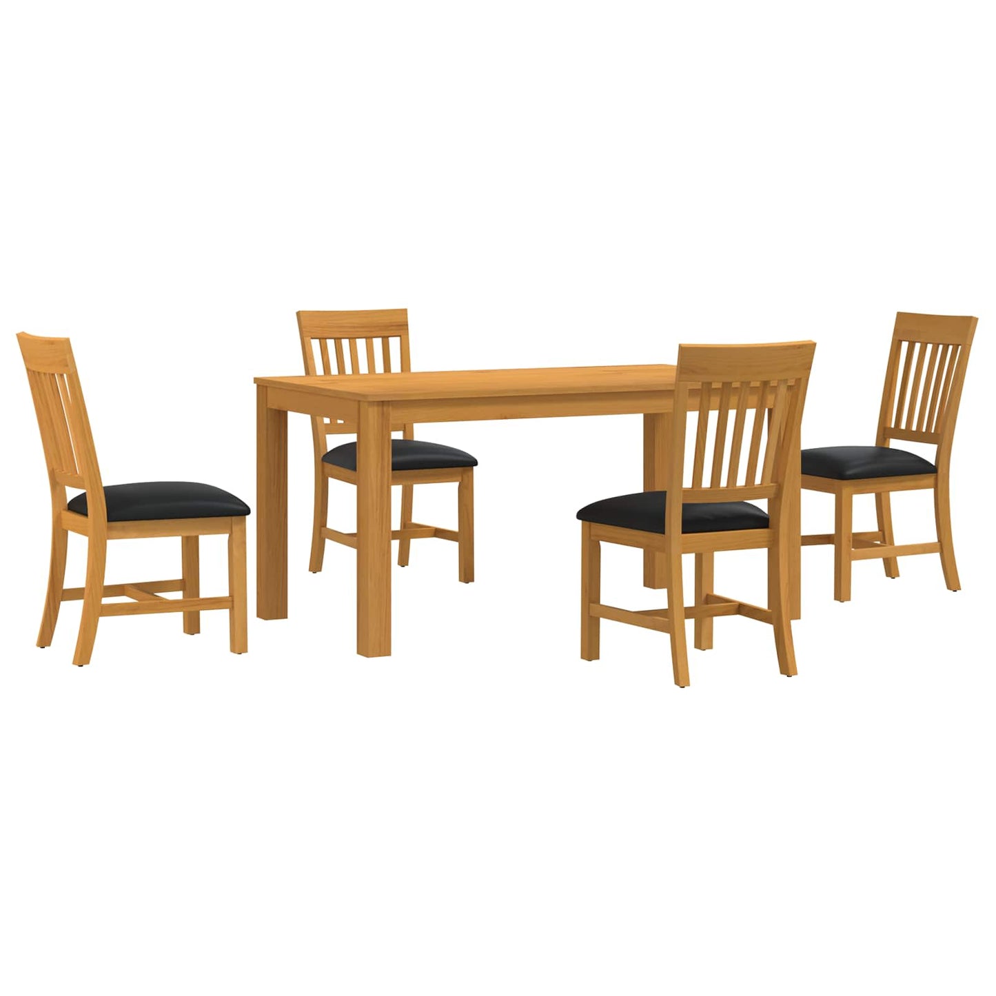 vidaXL Dining Set 5 pcs Black Solid Oak Wood