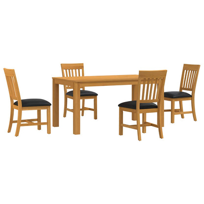 vidaXL Dining Set 5 pcs Black Solid Oak Wood