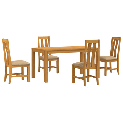 vidaXL Dining Set 5 pcs Beige Solid Oak Wood