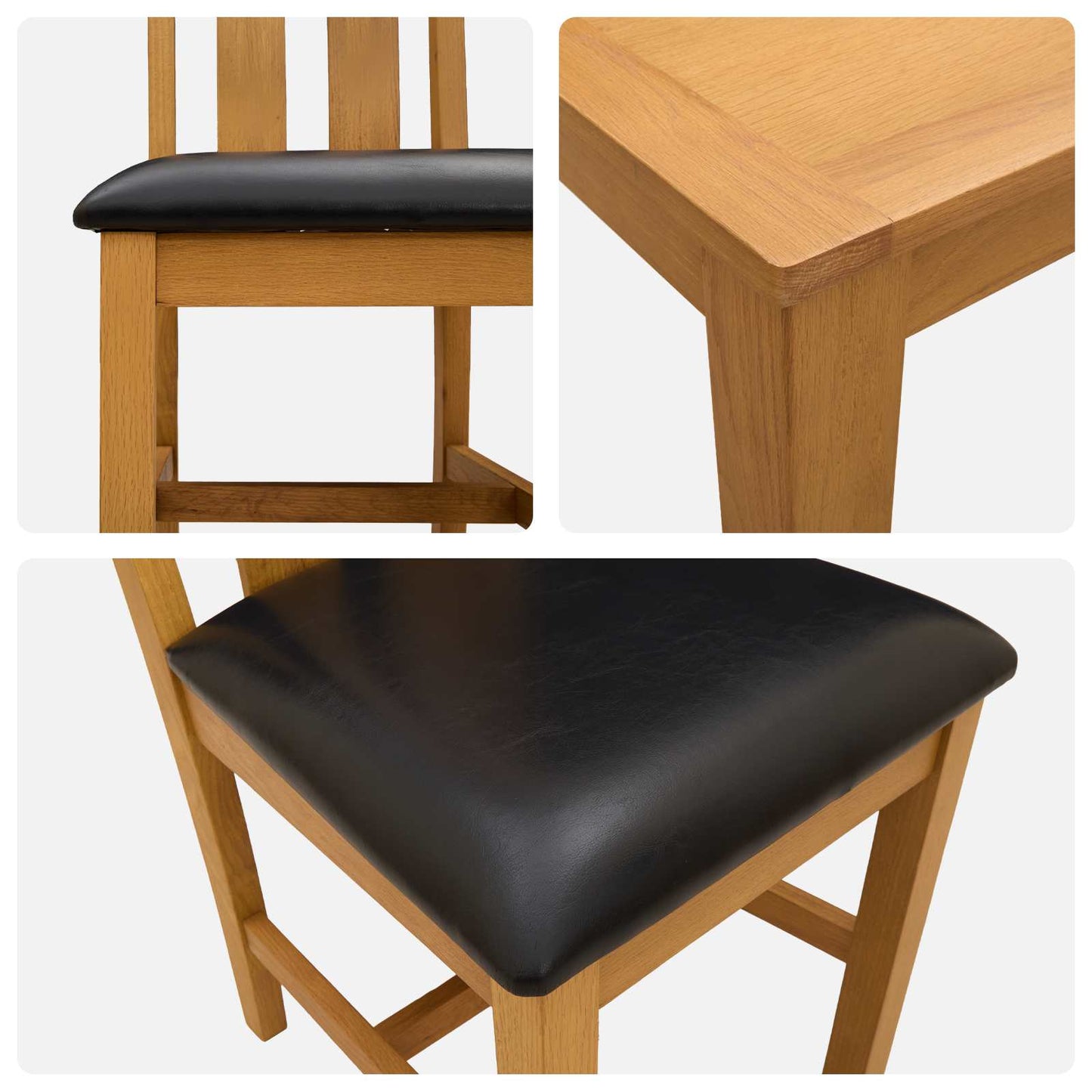 vidaXL Dining Set 5 pcs Black Solid Oak Wood
