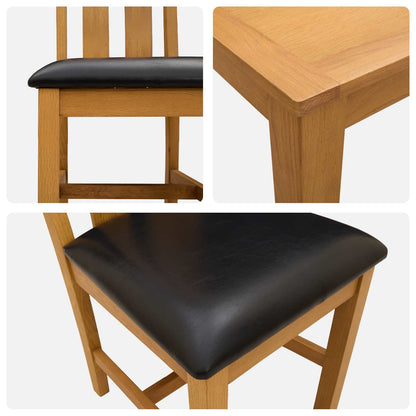 vidaXL Dining Set 5 pcs Black Solid Oak Wood