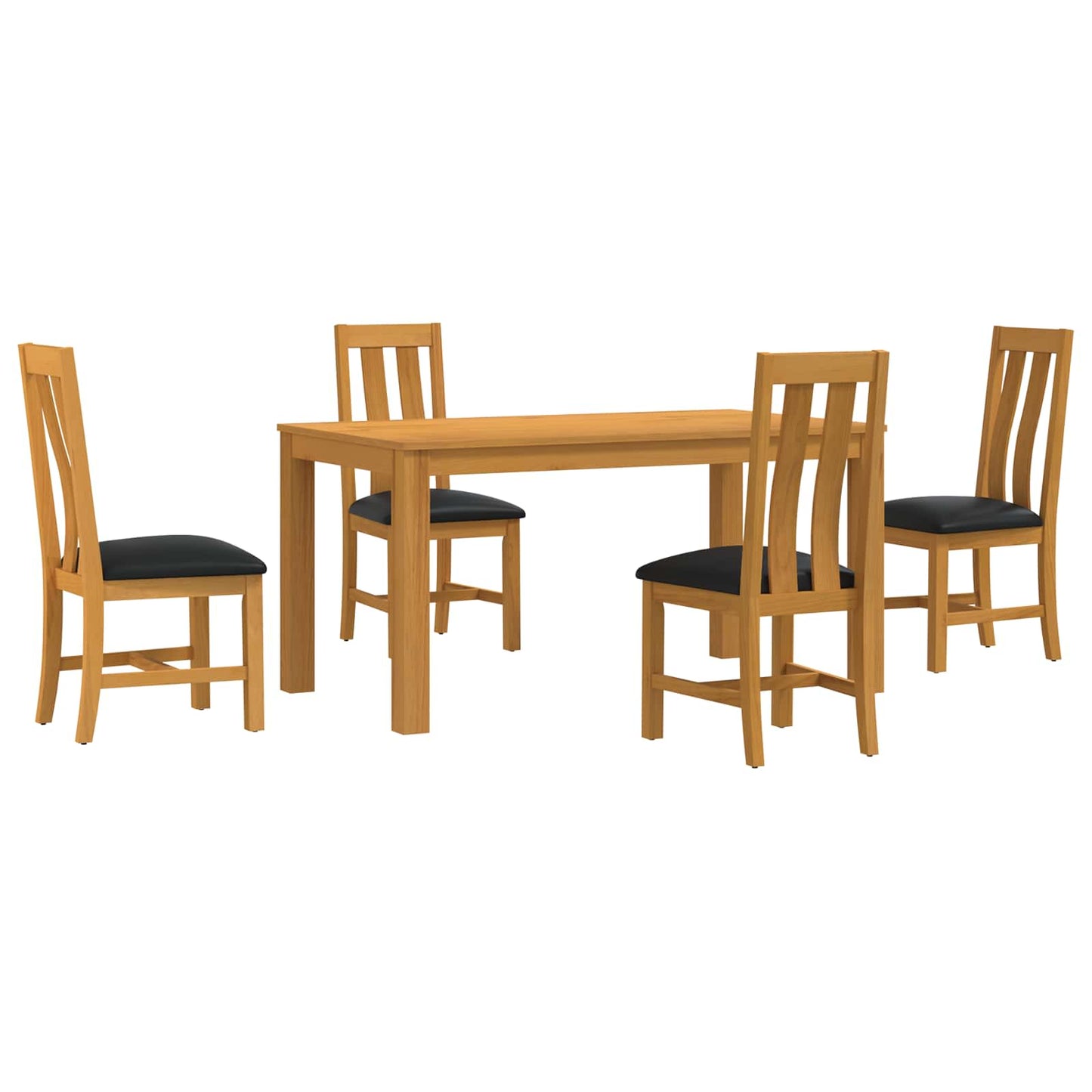 vidaXL Dining Set 5 pcs Black Solid Oak Wood