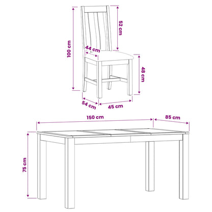 vidaXL Dining Set 5 pcs Black Solid Oak Wood