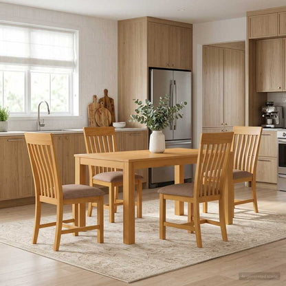 vidaXL Dining Set 5 pcs Grey Solid Oak Wood