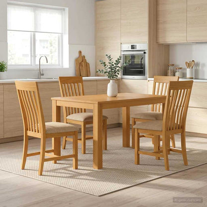 vidaXL Dining Set 5 pcs Beige Solid Oak Wood