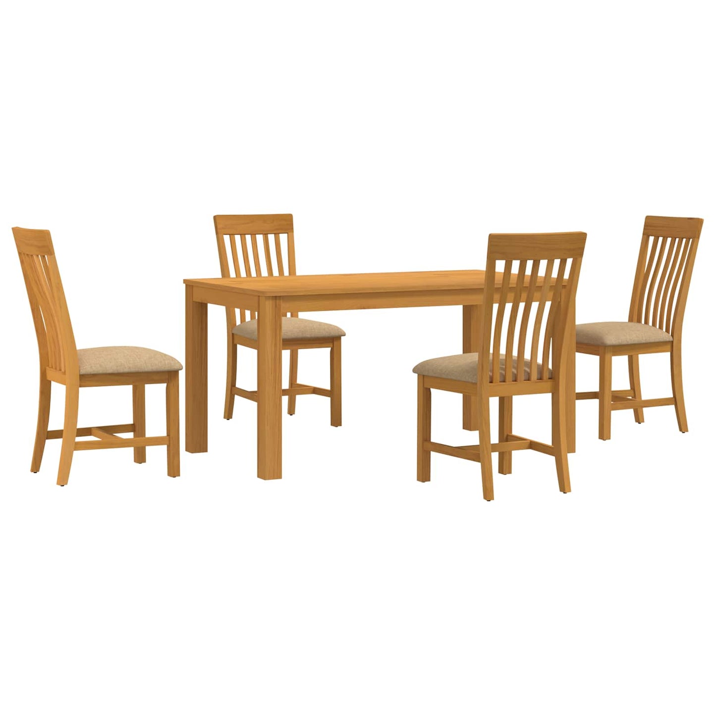 vidaXL Dining Set 5 pcs Beige Solid Oak Wood